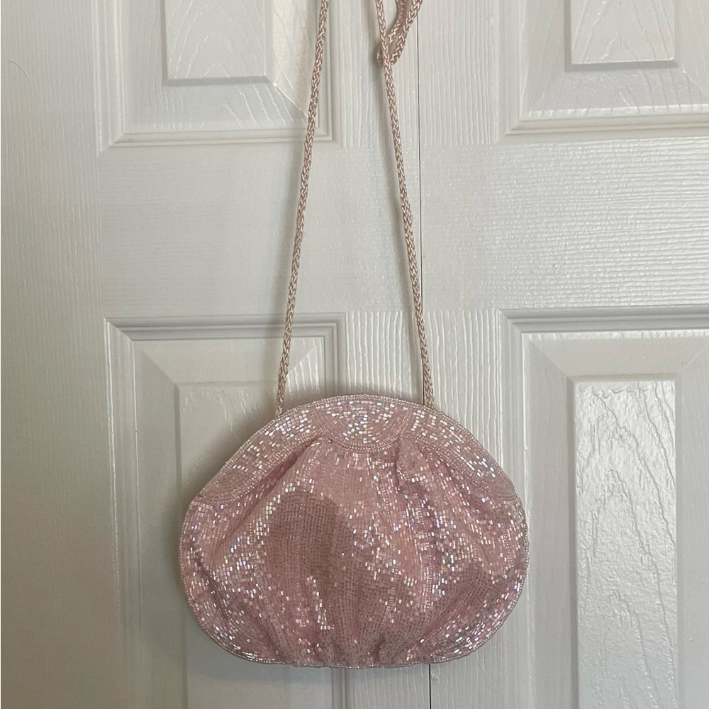 Elegant Pink Sequin Clutch Bag
